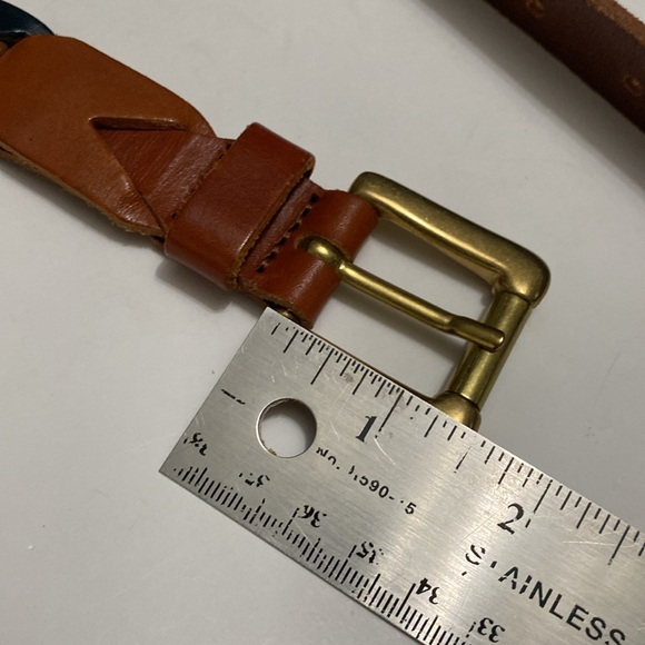 Fossil Multi-colour Leather Belt with Gold Brass Buckle - Picture 9 of 13